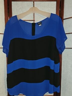 torrid Royal Blue & Black Striped Chiffon Top